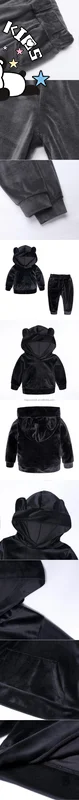 LEZONKIDS - Children's Clothe Set Spring Autumn Boy's Hoodie Two-Piece Golden Velvet Girls' Sportswear
